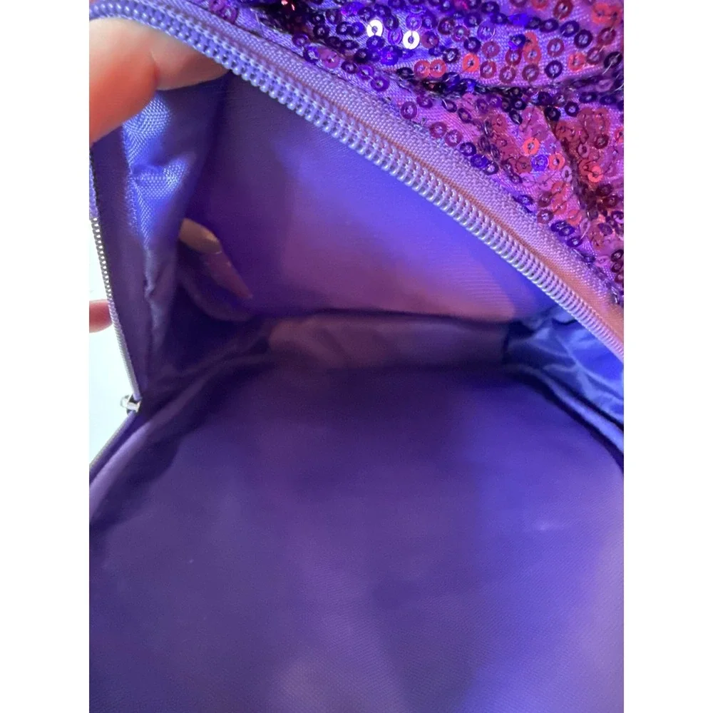 Disney Mini Backpack Girls Small Wish Asha Star Purple Sequin Metallic Bag